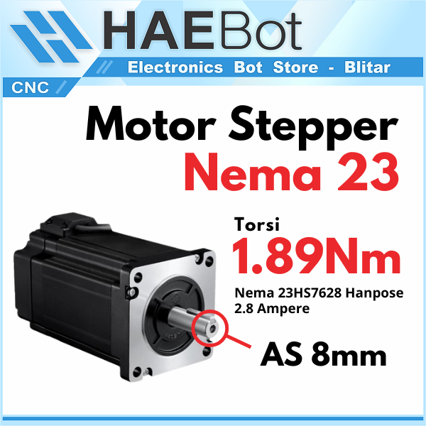 [HAEBOT] Motor Stepper Nema 23 57 23HS7628 Hanpose 1.89Nm 76mm 2.8A 269oz CNC Robot Laser Router Pla