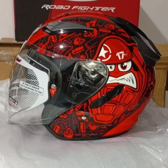 Helm Half Face NHK R1 Double Visor Karel Abraham Red Size S M L XL XXL