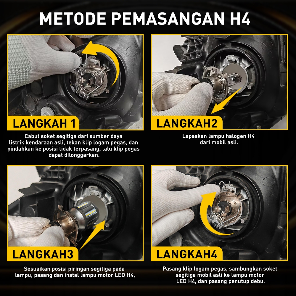 hot deals lampu motor led h6 h4 t19 p15d projector super terang 2 warna kuning putih 6000lm halogen