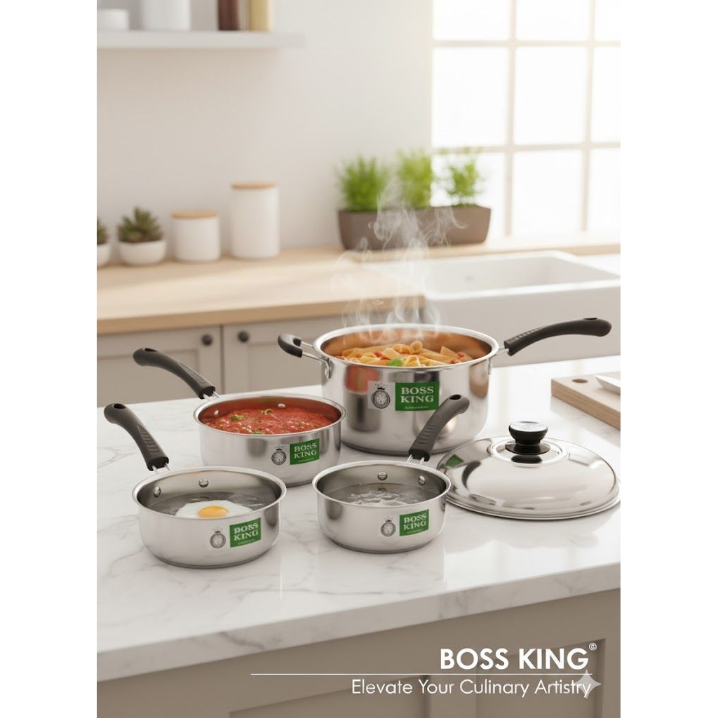panci set 4 bossking / Panci susu set steel