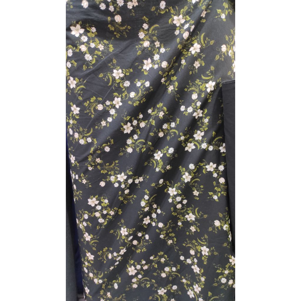 bahan linen motif bunga kecil