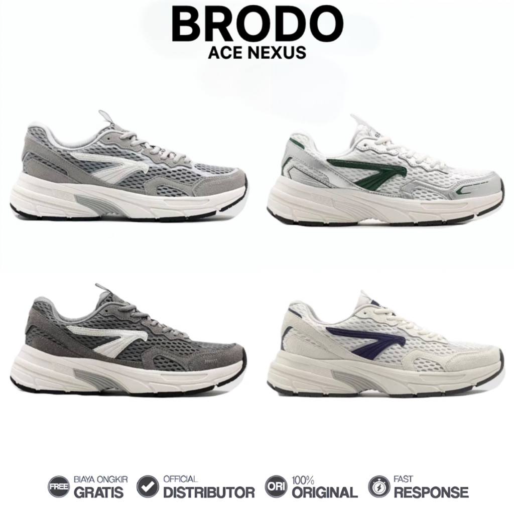 Brodo - Sepatu Ace Nexus Sneakers Casual Unisex Wanita Pria Original 100%