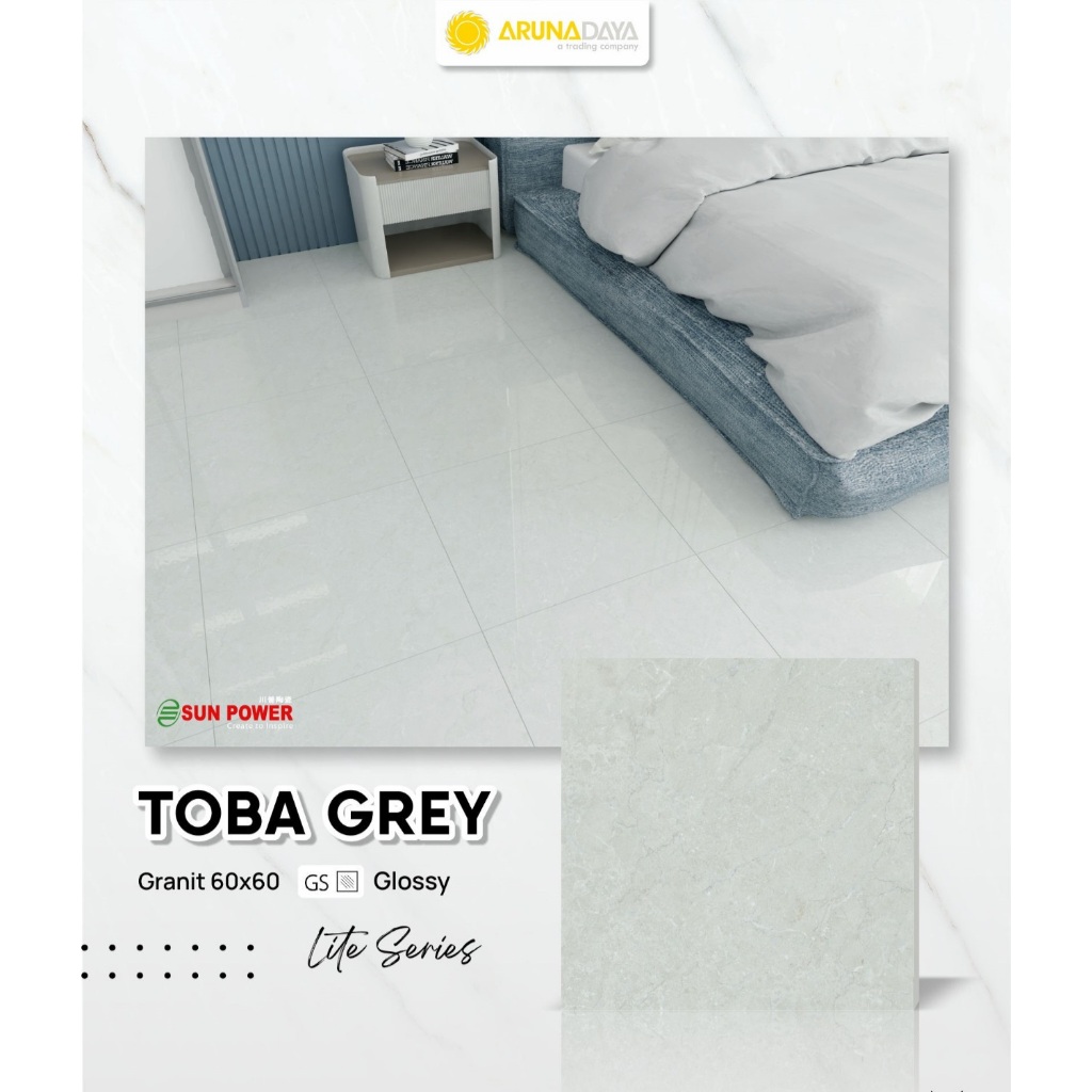 Granit Lantai Sun Power Glossy Polished-Toba Grey ukuran 60x60