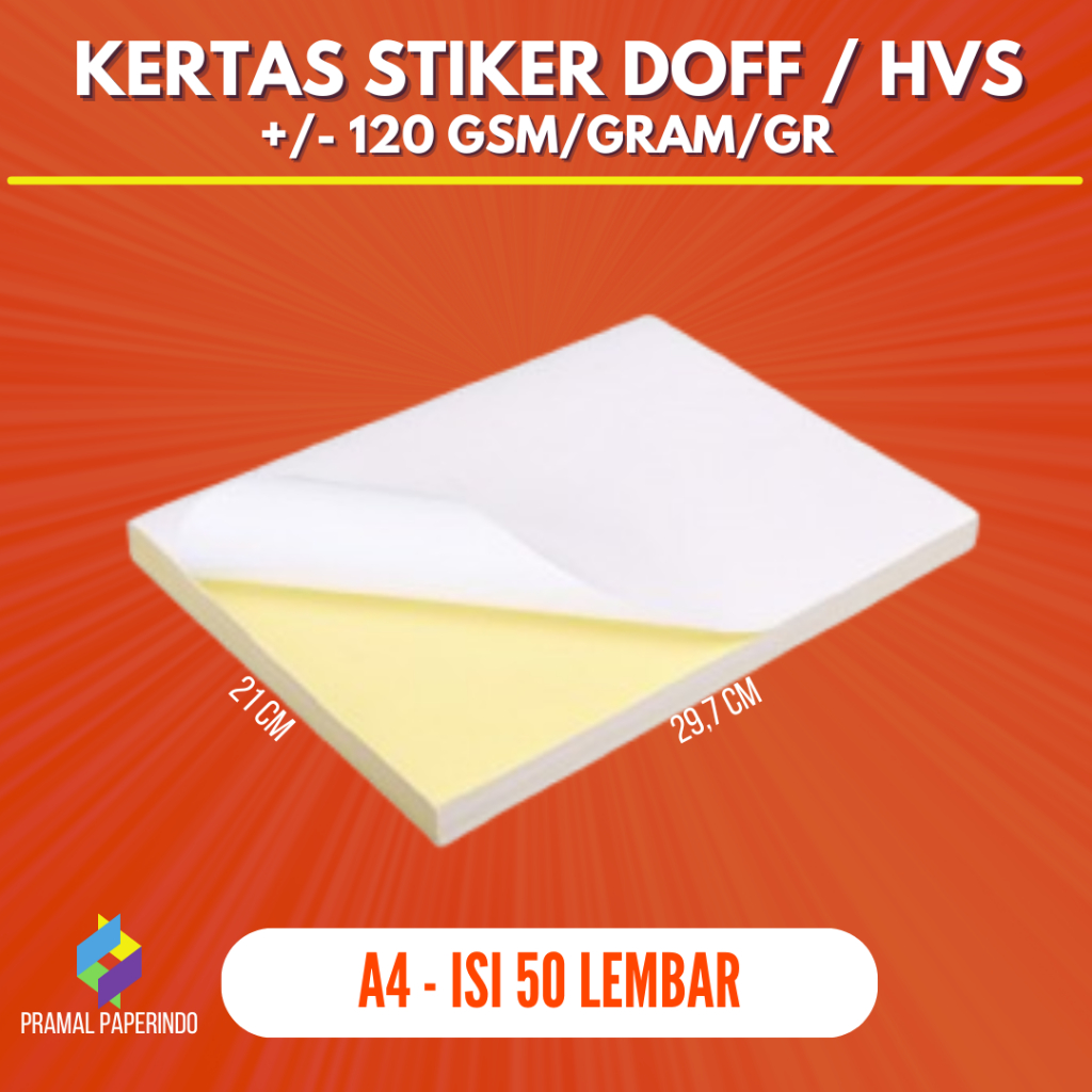 [50 LBR] Kertas Stiker A4 HVS Kertas Stiker Doff A4 Kertas Stiker HVS Sticker A4 Doff