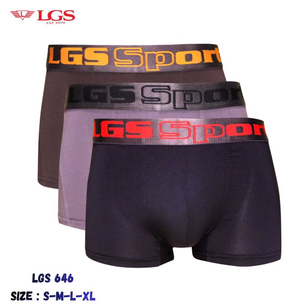 CELANA DALAM BOXER PRIA LGS SPORT BAHAN MICROFIBER DRY FIT 646 ISI 3 PCS