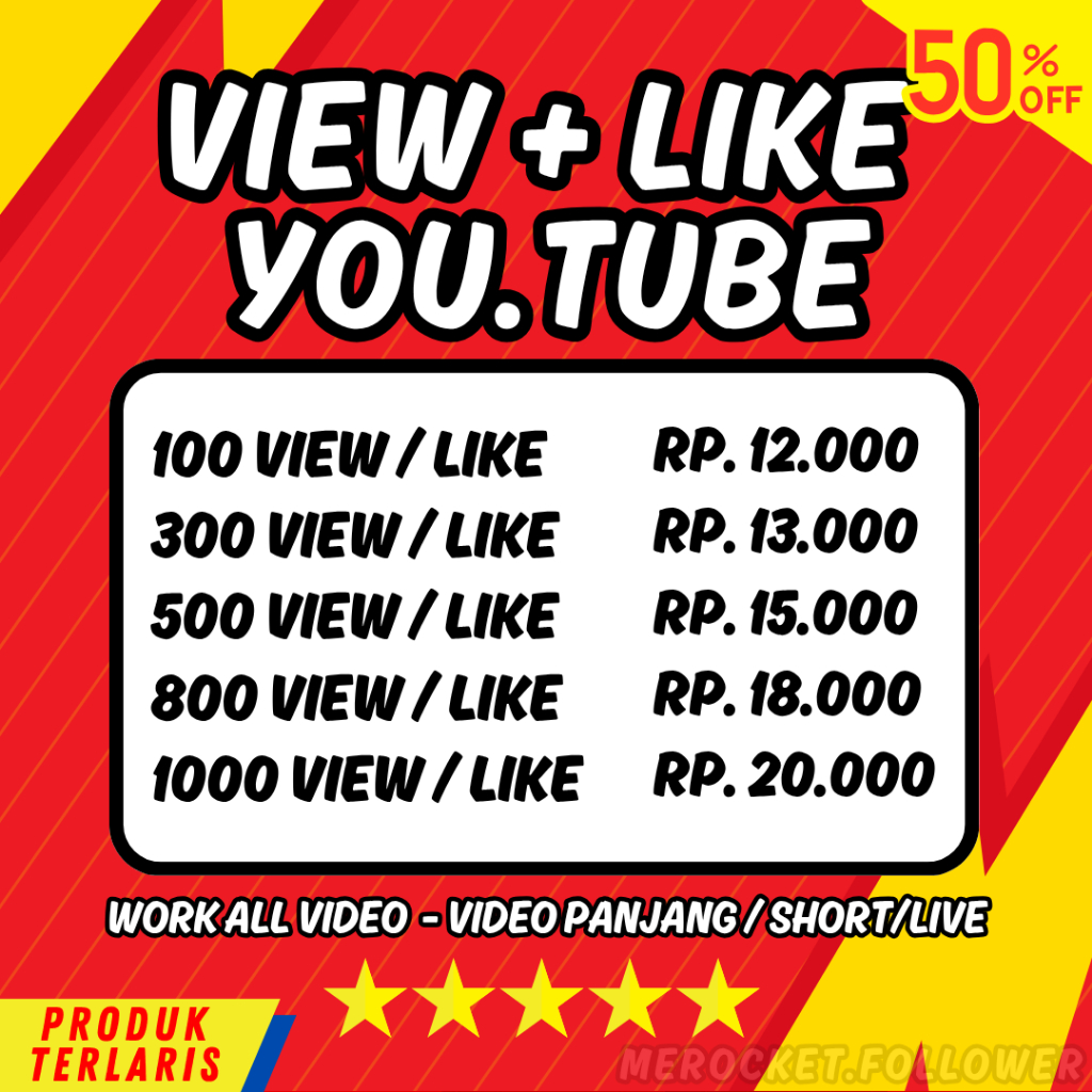 PROMO 1000 View Likes YouTube Cepat Aman Organik || Promo Viewer Like YouTube 1000  Penonton Likes C
