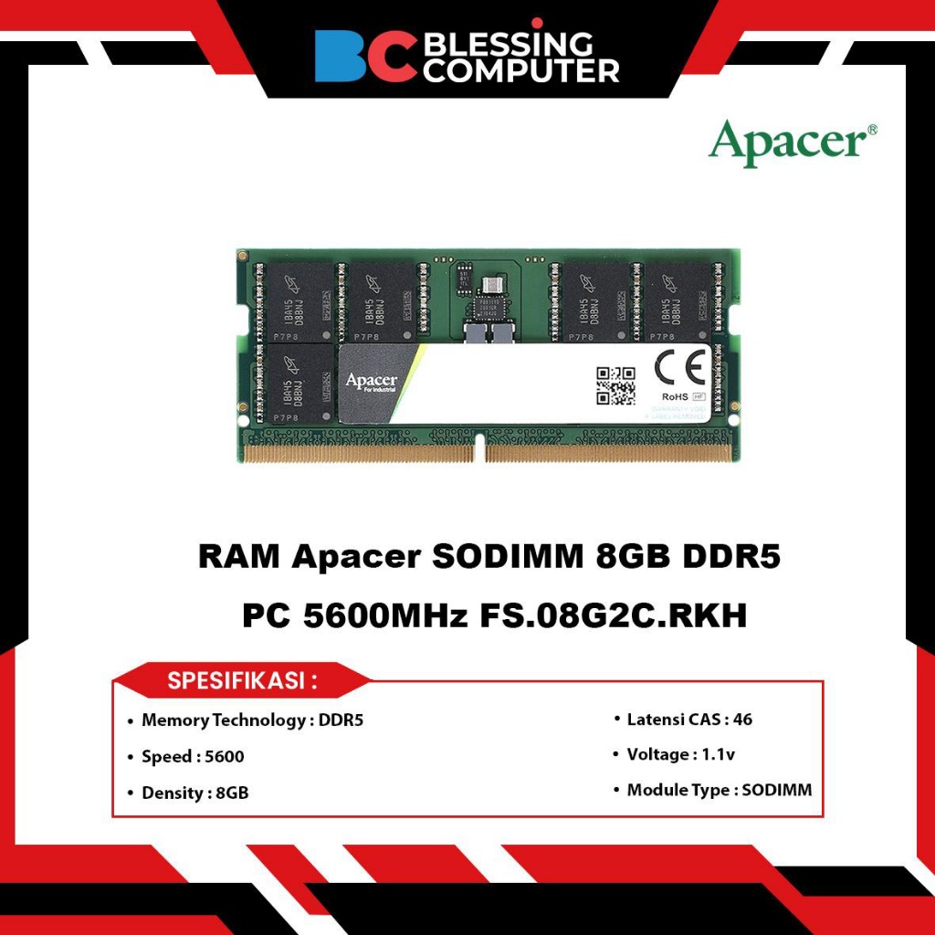 RAM Apacer SODIMM 8GB DDR5 PC 5600MHz FS.08G2C.RKH