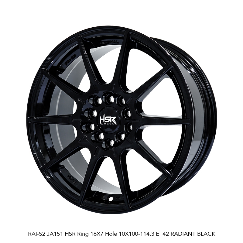Paket Velg Ban R16 HSR RAI-S2 Untuk Ertiga XL7 Sienta Ring 16 Glossy Black - OBRIGADO VELG HSR WHEEL