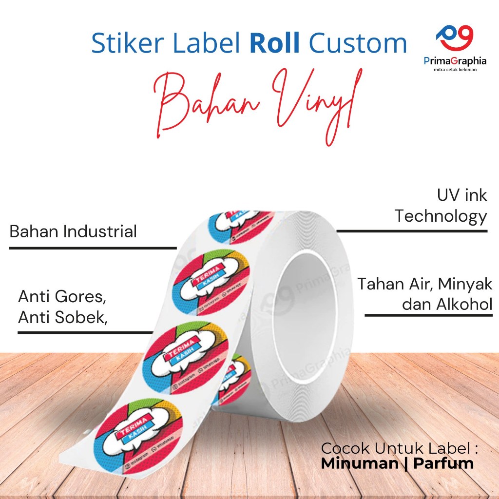 Cetak Stiker Label Roll UV INK Botol Minuman | Stiker Roll Custom Anti Air | Stiker Cutting Kiss Cut