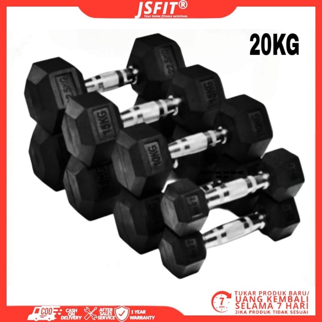 Alat Angkat Beban Dumbbell Hexsagonal(Original)Alat Fitnes dumbell/Dumbel rubber