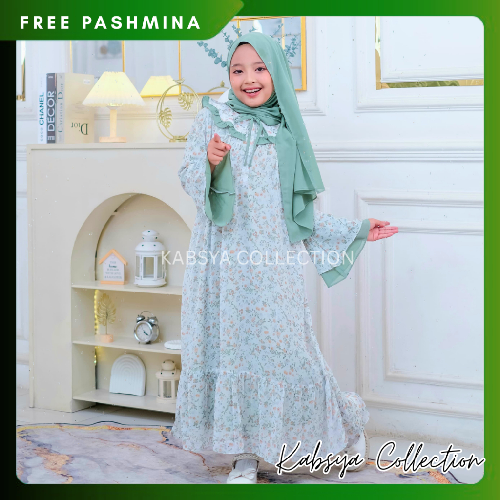 INSTANT COD Gamis Anak Cantika Kids Baju Syar'i Anak Setelan Baju Muslim Anak Perempuan Terbaru Free