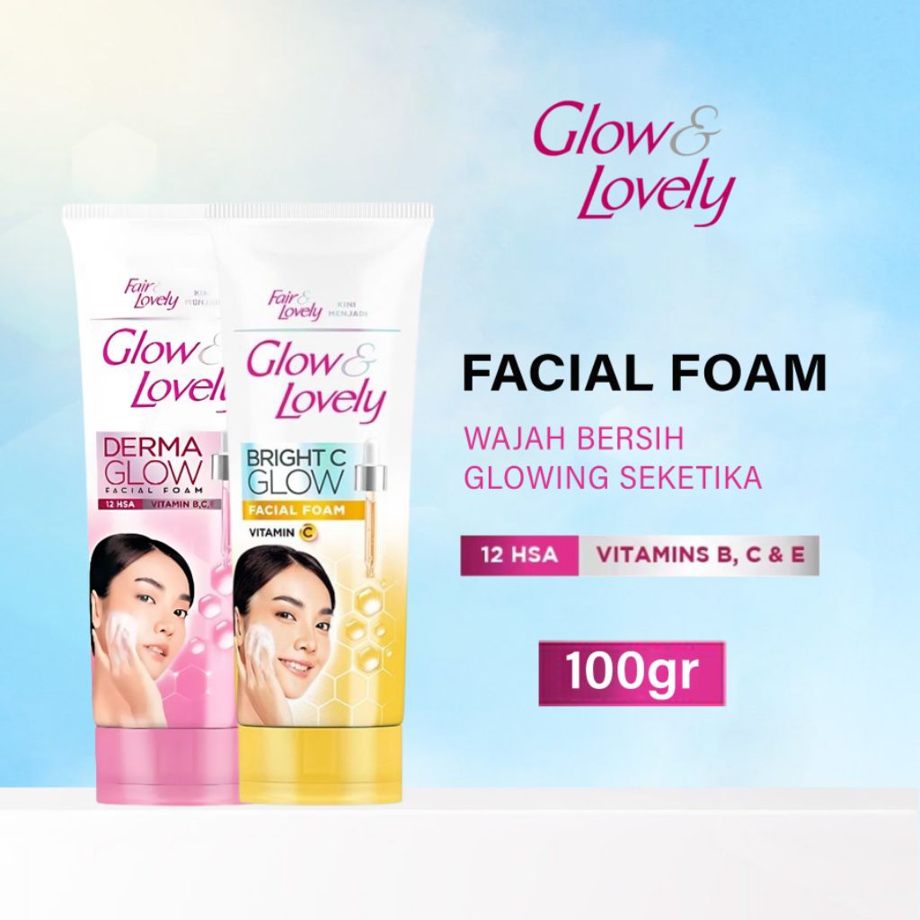 Fair and Lovely Facial Foam 100g Multi Vitamin Pink Vitamin C Kuning - Glow Lovely