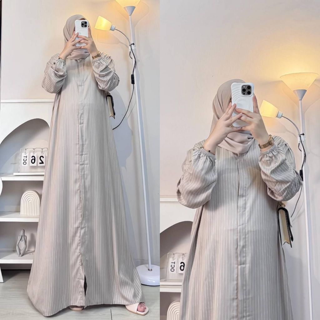 DASTER RAYON VISCOSE MOTIF ANDIN TERBARU TERLARIS/ MIDI DRESS SALUR TERLARIS