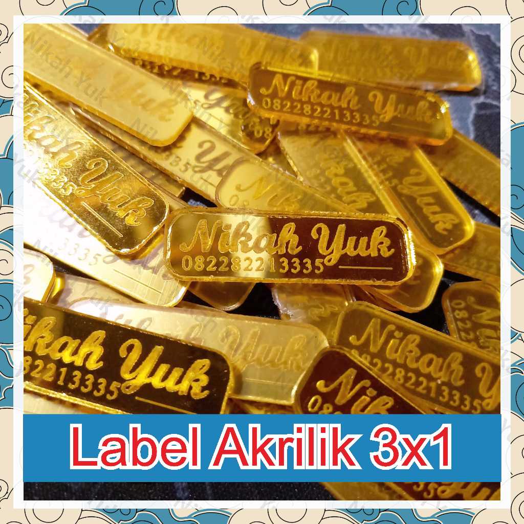 LABEL NAMA CUSTOM AKRILIK GOLD, LABEL LOGO, LABEL NAMA AKRILIK MURAH, LABEL HIJAB,LABEL BAJU