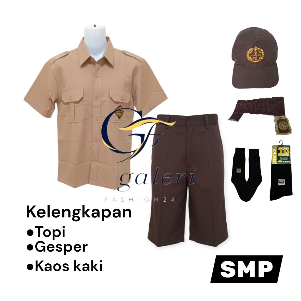 Setelan Seragam Pramuka Smp  Laki Laki Baju Pendek Celan Pendek