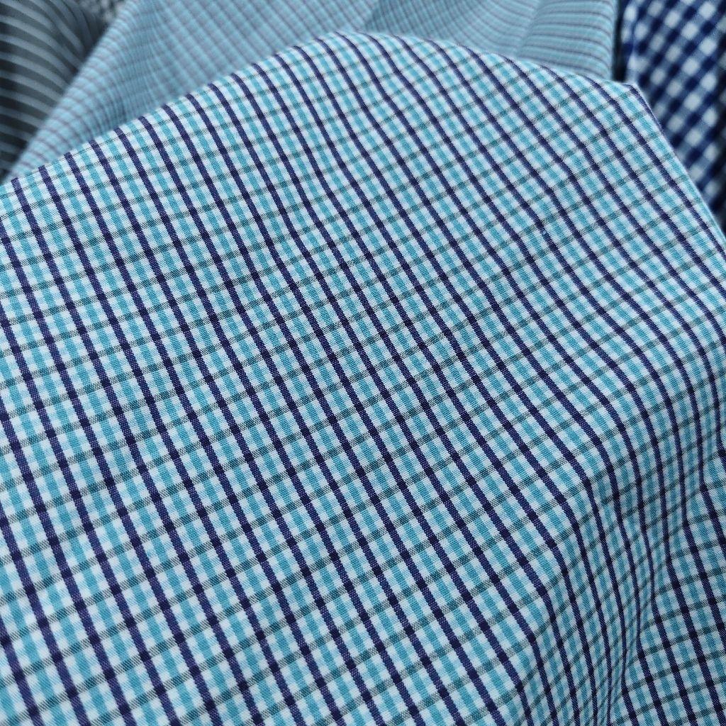 KAIN KATUN POPLIN PREMIUM MOTIF KOTAK KECIL SISA GARMENT - KAIN KATUN MOTIF KOTAK KECIL HARGA/0,5M