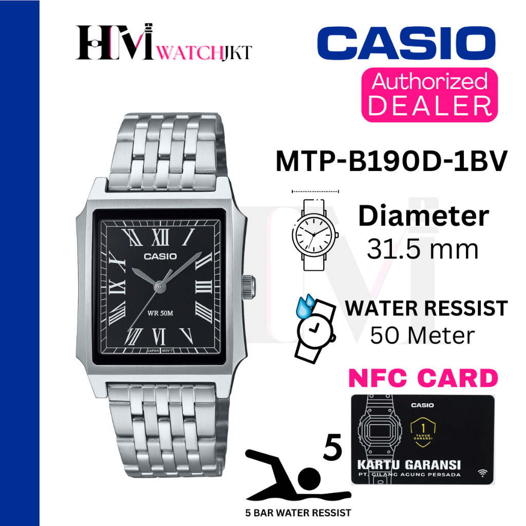 CASIO MTP-B190D-1BVDF Jam Tangan Pria Original Analog Classic Cartier Antiair MTP-B190D-1BV