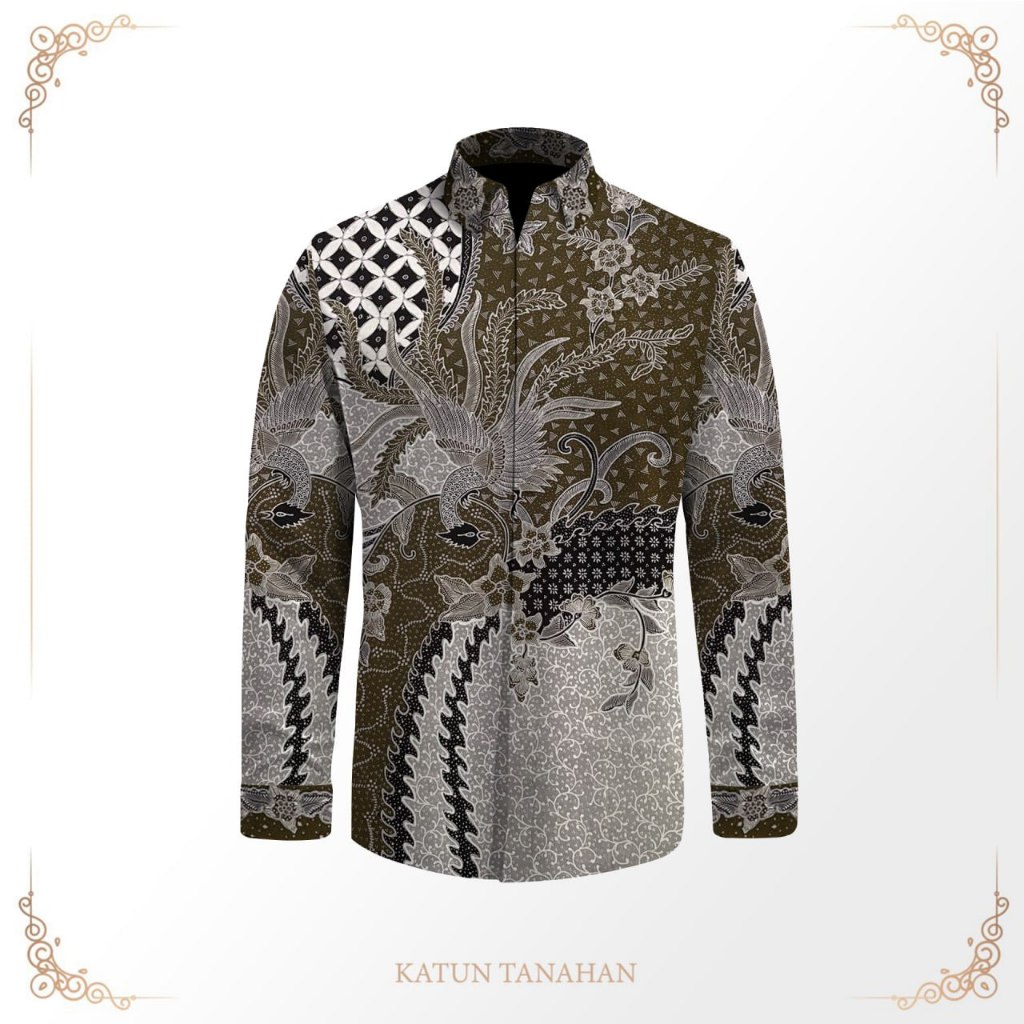 Batik pria kemeja lengan panjang bahan katun premium batik tulis pola baju pria lengan pendek mewah 