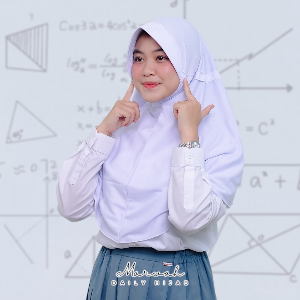 ⁠KERUDUNG Modelan RABBANI WARNA PUTIH Kerudung Sekolah UKURAN SD SMP SMA Modelan RABBANI Innova Pita