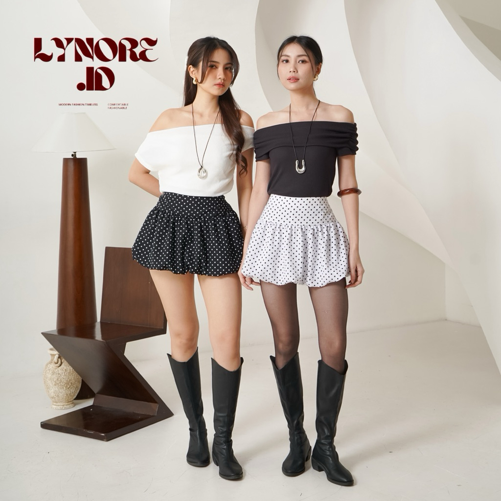Lynore - Gristy rok balon polkadot rok celana balon wanita polka rok balon trendy terbaru rok balon 