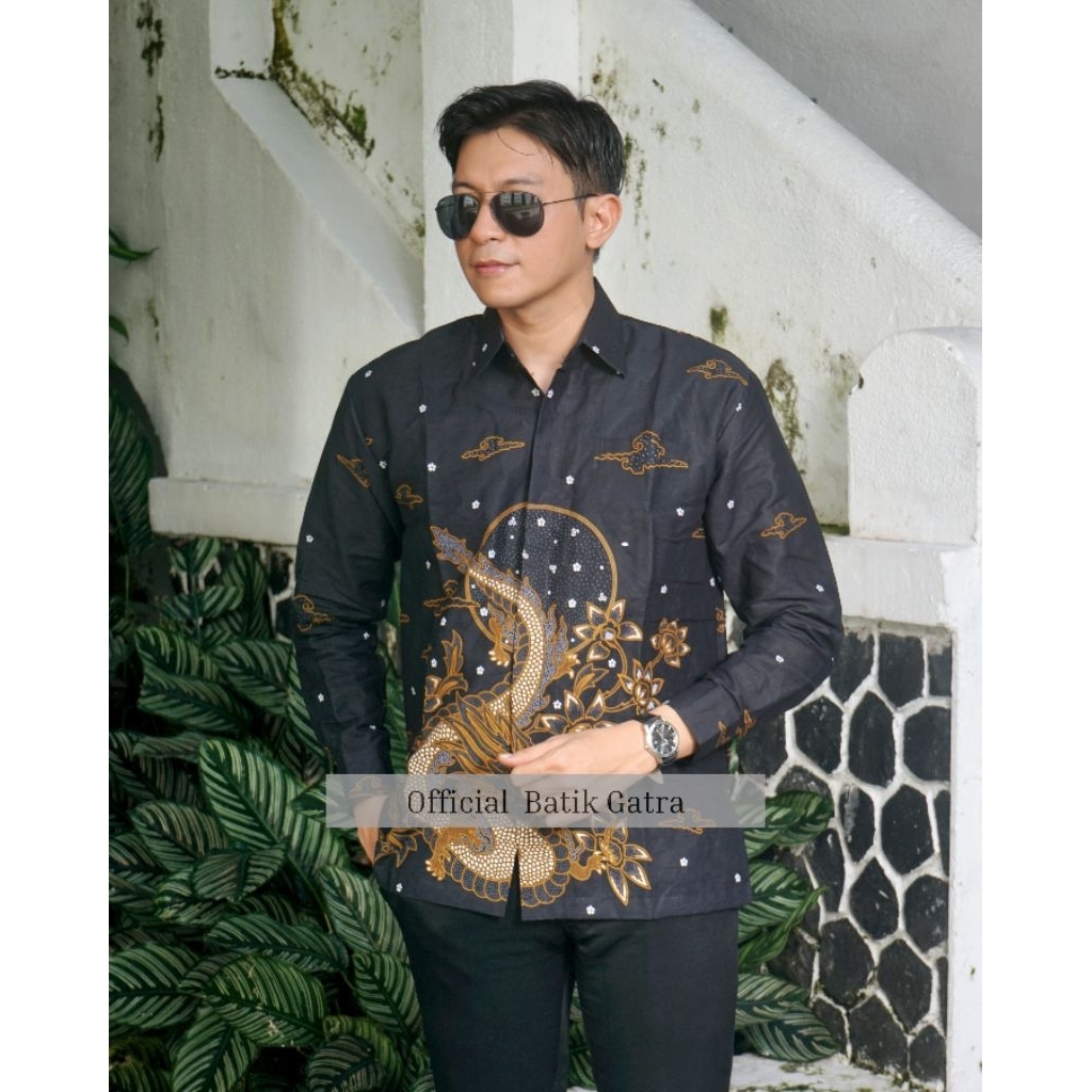 Batik Pria Lengan Panjang Naga Mas Jene Full Furing