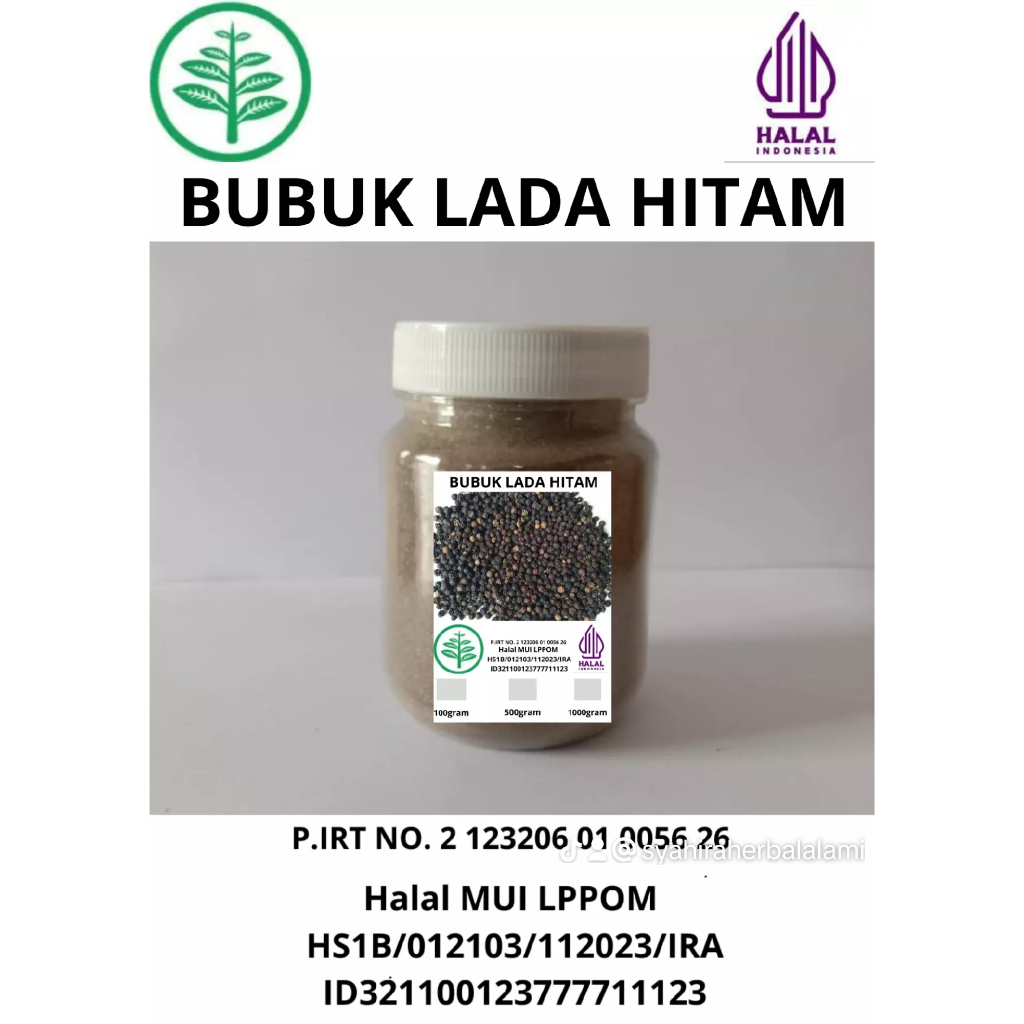bubuk lada hitam isi 100 gram kemasan botol
