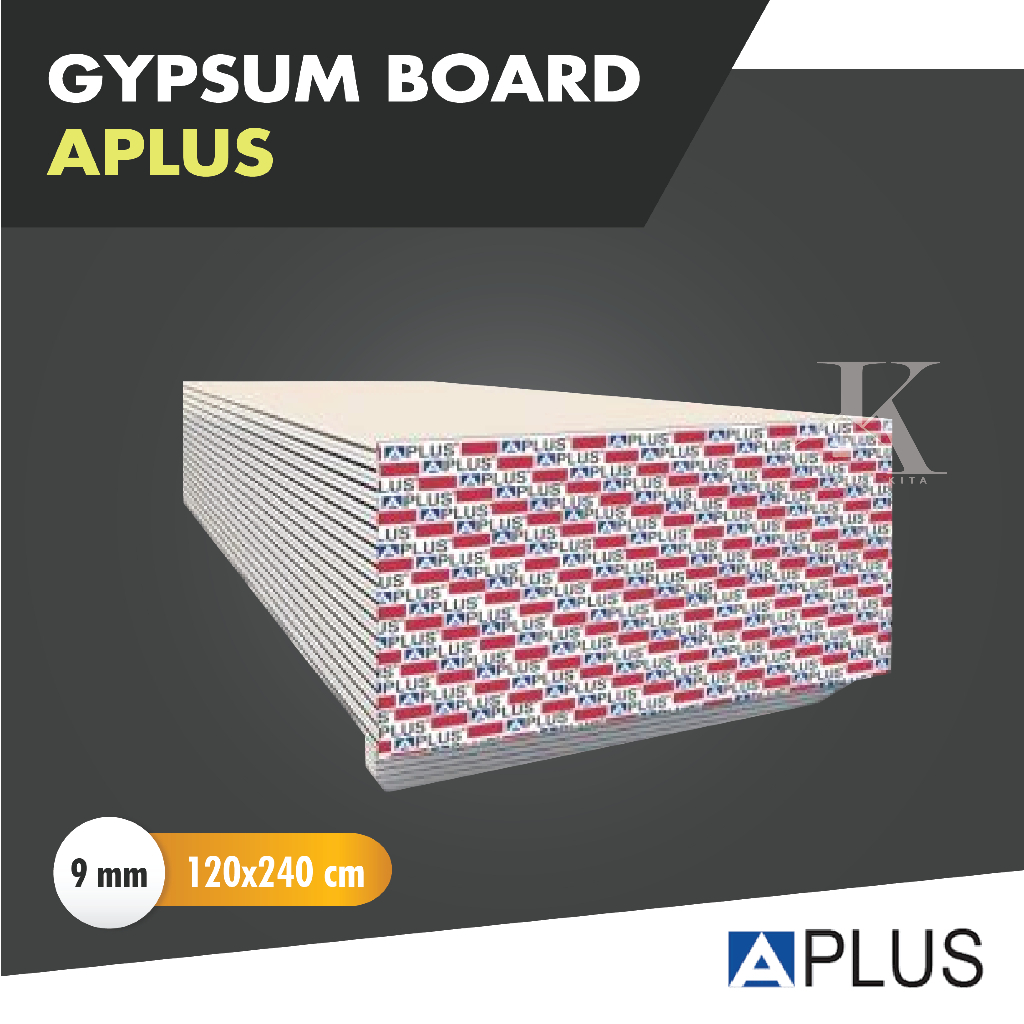 Papan Gypsum Gipsum Aplus A+/Indo Gypsum 9mm x 1200mm x 2400mm Partisi / Plafon a plus