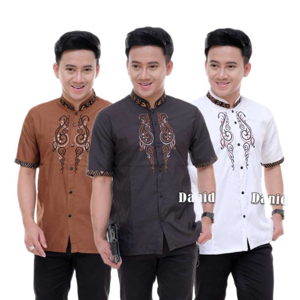 Baju Koko Bordir Polymicro Lembut Adem Nyaman Baju Koko Lengan Pendek Koko Pria Dewasa Koko Bordir A
