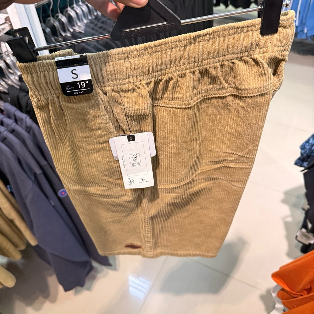 celana pendek pria rip curl original classic cord volley dark khaki