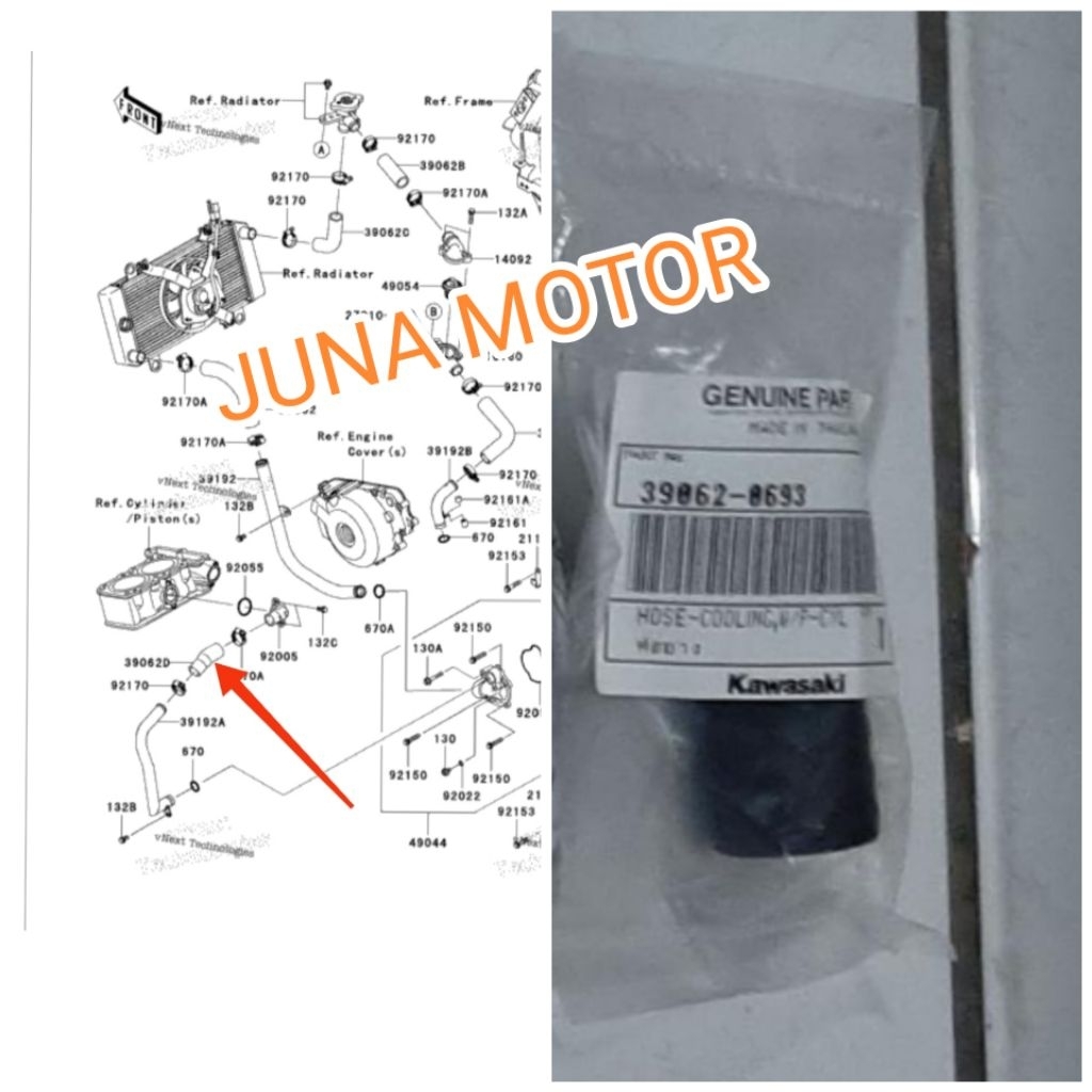 selang radiator ninja 250 karbu ninja 250fi old original