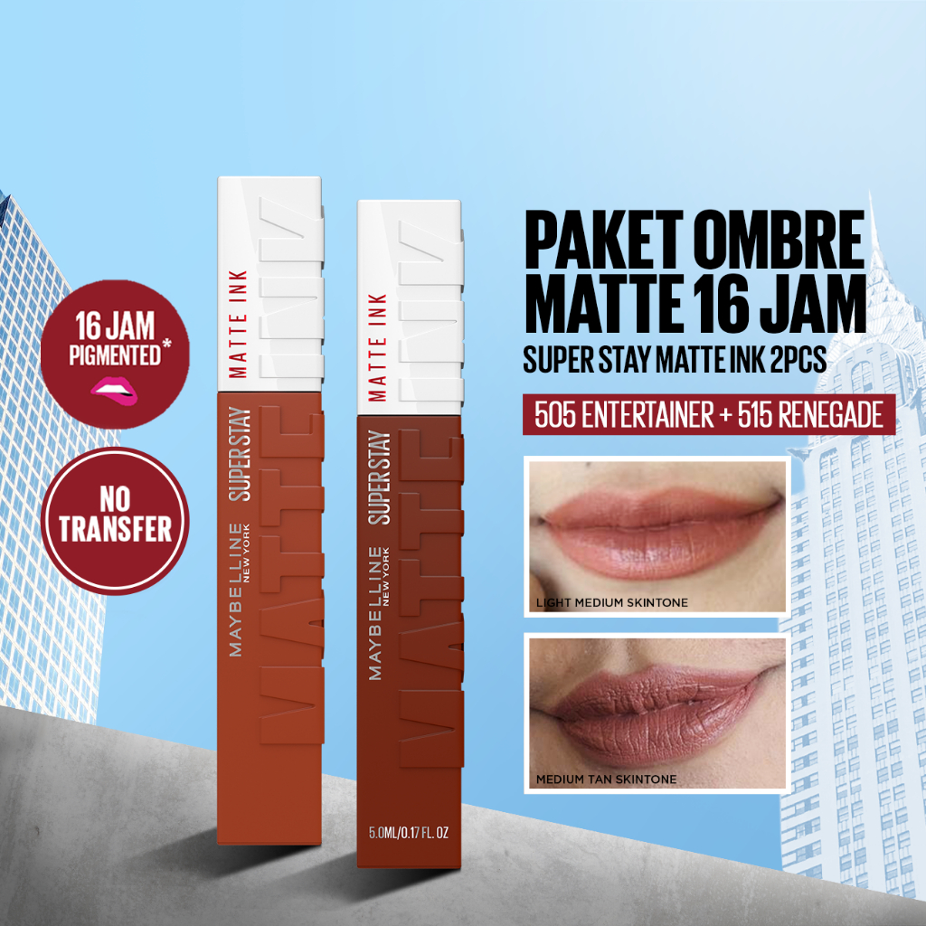 MAYBELLINE Lipstik Superstay Matte Ink 2 pcs Ombre Set Original 100% Water Proof