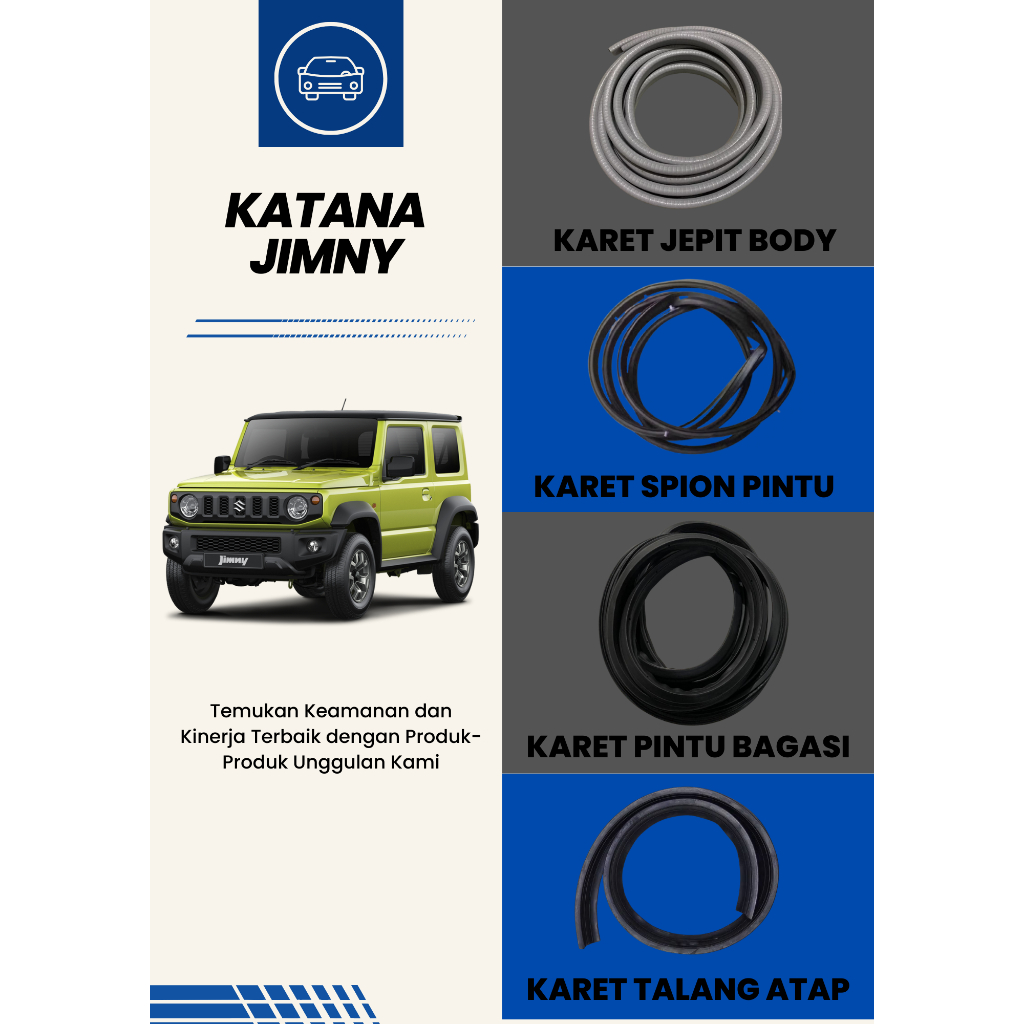 Aksesoris Karet Pintu & Peredam Suzuki Katana Jimny - Karet Jepit, Spon Pintu, Bagasi & Talang Air