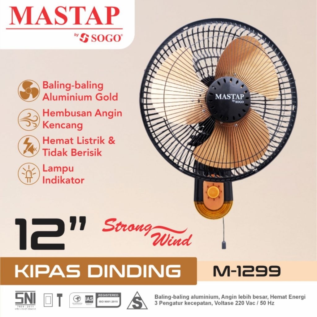 WALL FAN MASTAP TORNADO BALING-BALING BESI 12inch M-1299/KIPAS ANGIN DINDING MASTAP BALING-BALING BE