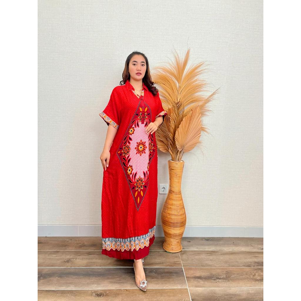 Kartika Batik 59592 Longdress Ismaya Daster Rayon Lengan Pendek