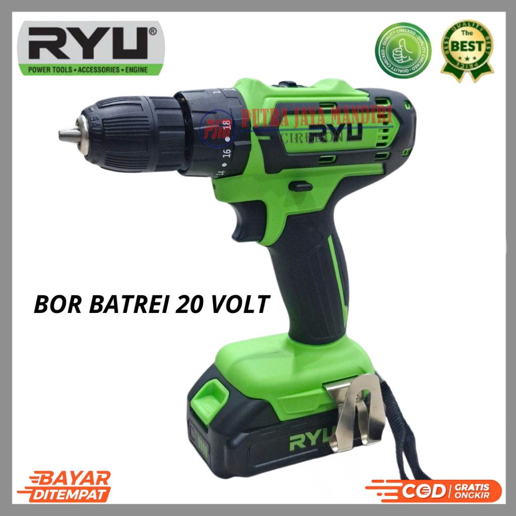 Ryu Bor Batrei Beton Tembok Kayu Besi 20 V Set Cordless Impact Drill RCI 20 Volt 100% Original