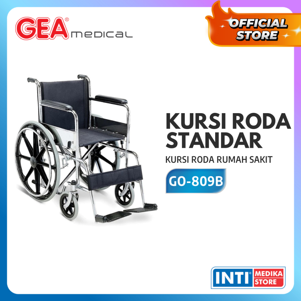 GEA - Kursi Roda STANDAR Chromed Steel GO 809 | Kursi Roda Manual Rumah Sakit GO809