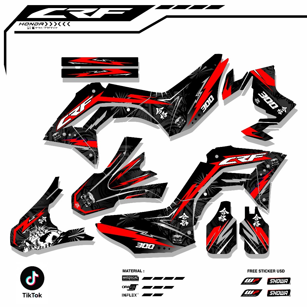 STICKER DECAL CRF FULL BODY WARNA HITAM SUPER GLOSY CRF 34