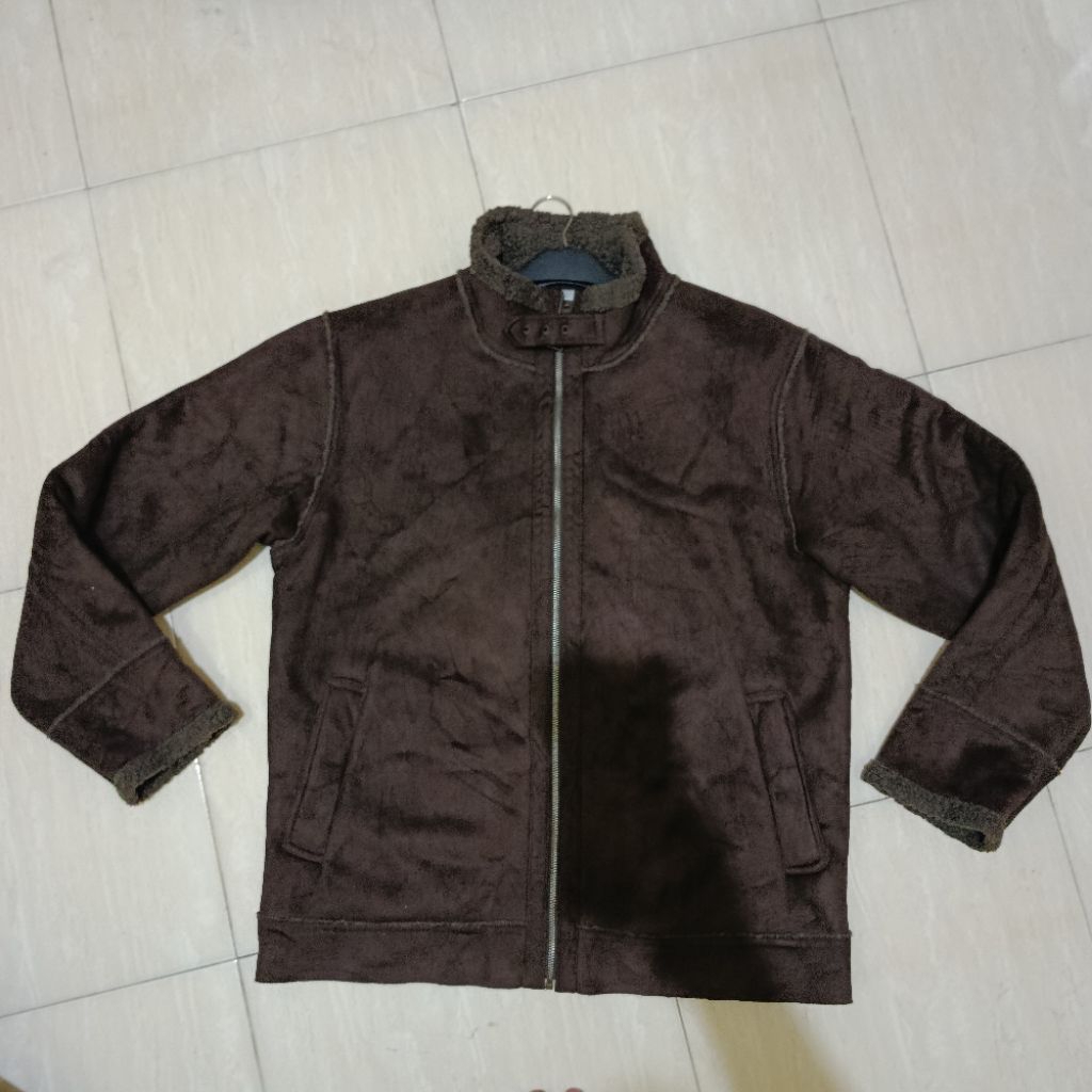 Jacket Casual Uniqlo Suede Tebal Fit XL Gunung Outdoor Original