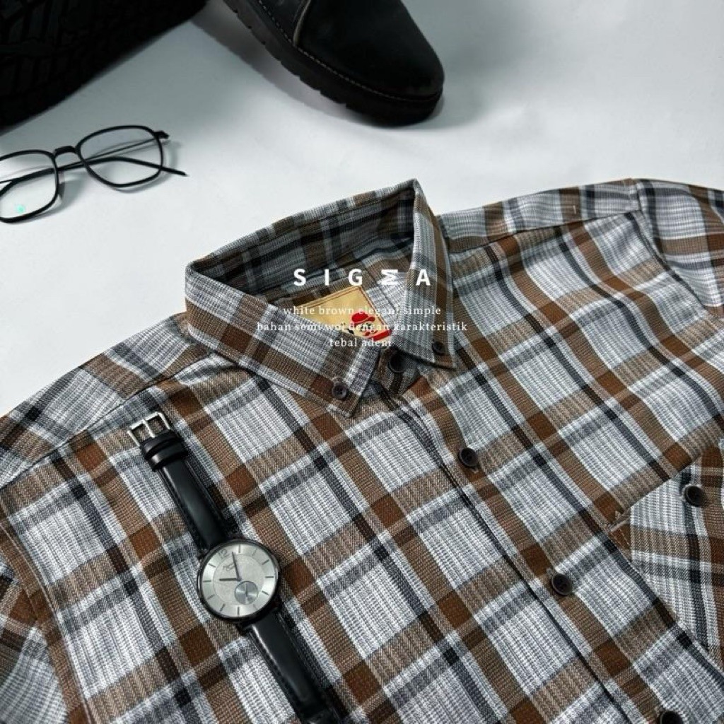 KEMEJA FLANEL F2D LENGAN PANJANG SEMI WOL PREMIUM ET 45