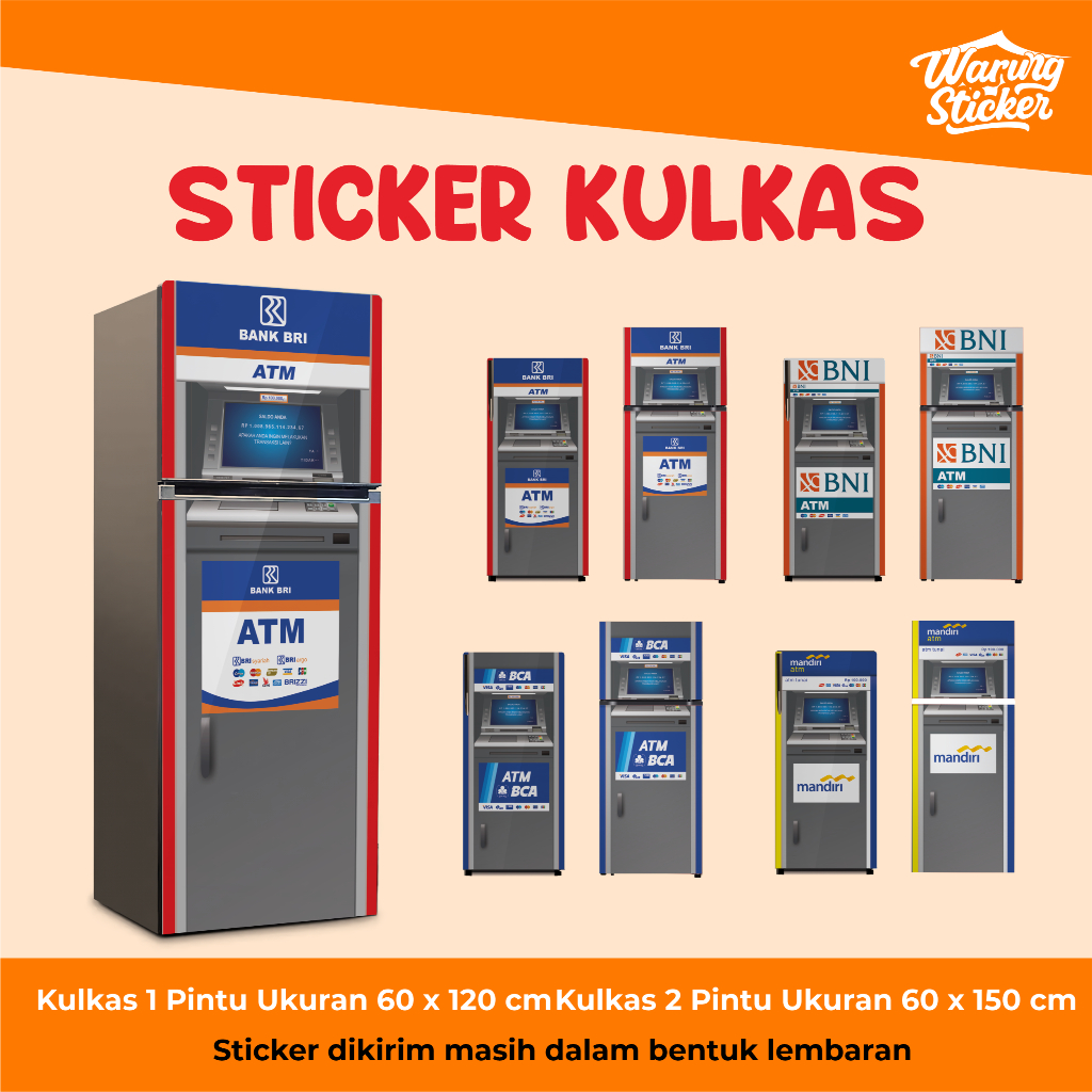 STIKER KULKAS 1 PINTU DAN 2 PINTU STICKER MOTIF MESIN ATM