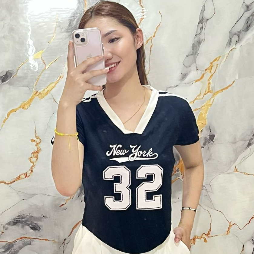 Kaos Crop Top V Neck Lengan Pendek Wanita Atasan Wanita Kaos Vneck Polos  Terbaru NY32