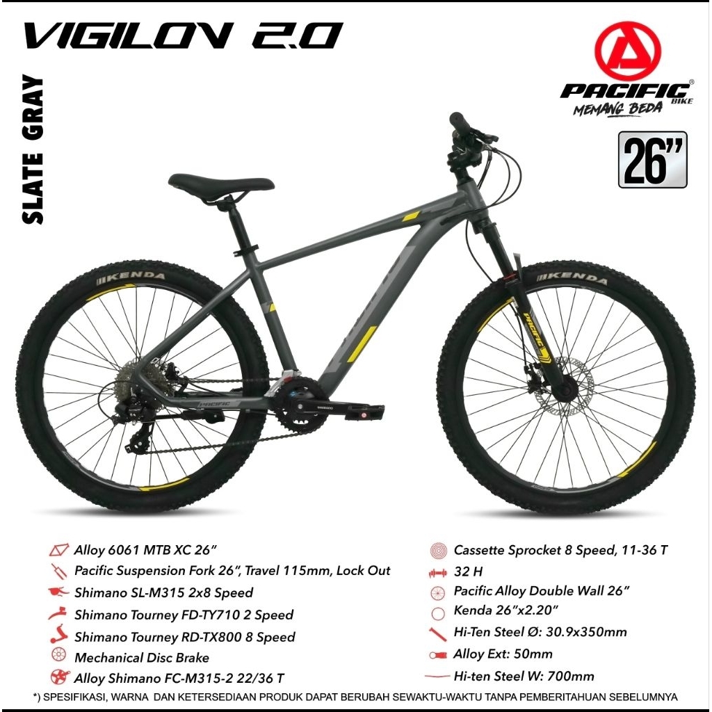 [TEBUS MURAH]  Pacific Sepeda Gunung MTB Vigilon 4.1 Size 26 INCH VIGILION 2.0