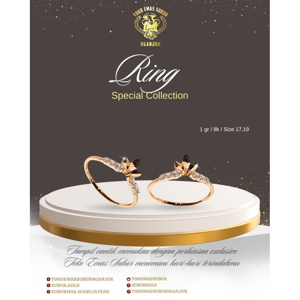 cincin model permata daun