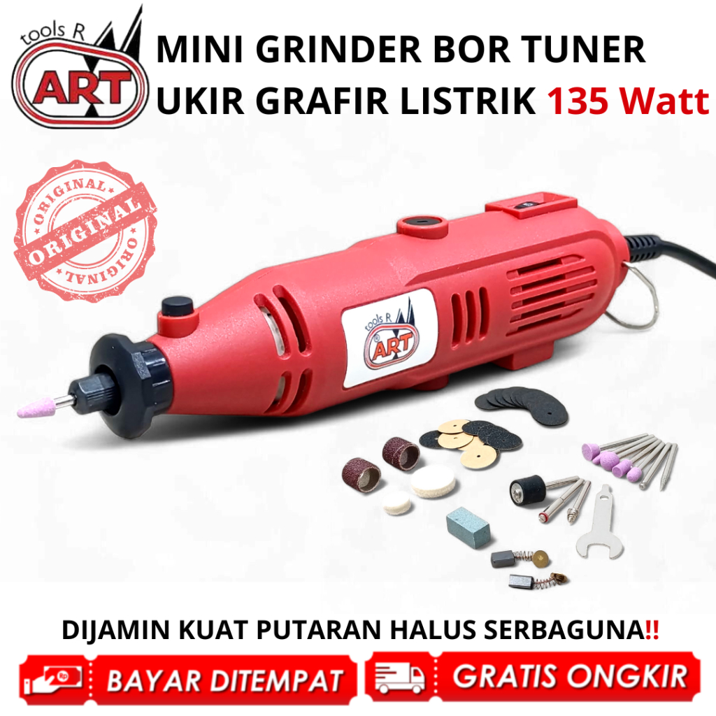 Bor Mini Gerenda Listrik Alat Ukir Kayu Grafir Amplas Poles Cutting Tuner Drill Grinder 135W 40PCS