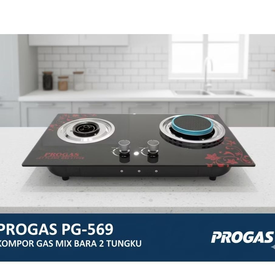PROGAS PG-569 KOMPOR GAS KACA MIX BARA DUA TUNGKU