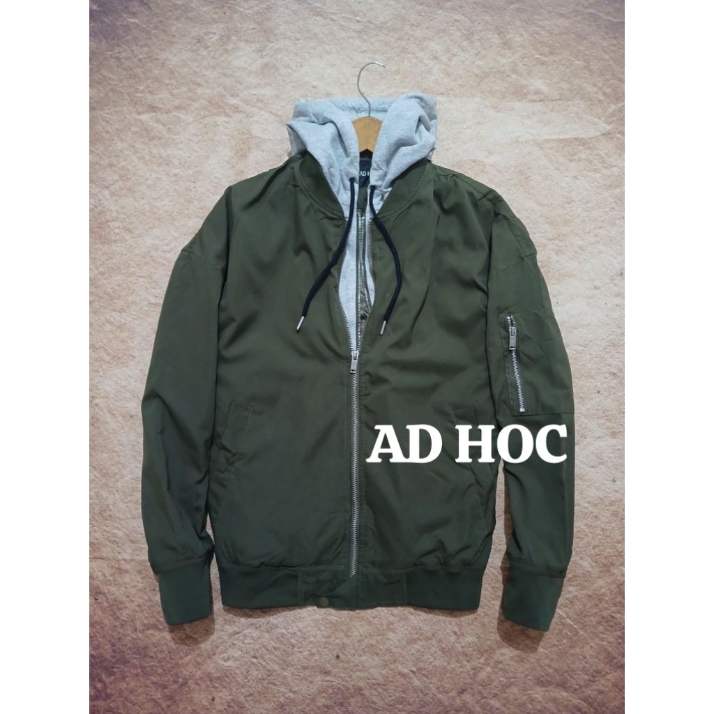 Jaket bomber dobel hoodie ADHOC bekas pakai