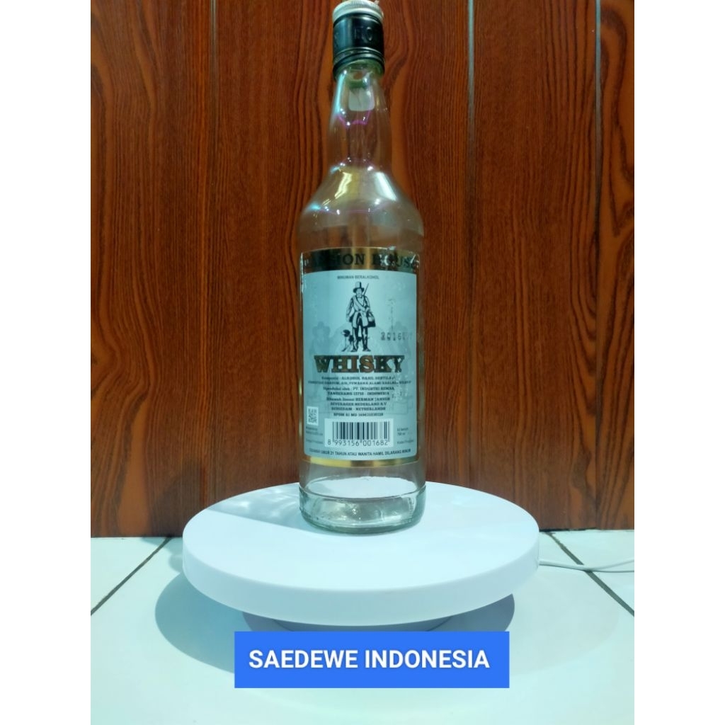 BOTOL KOSONG WHISKY MANSION HOUSE BEKAS MINUMAN IMPORT KAPASITAS 700ML BAHAN KACA TEBAL COCOK BUAT K