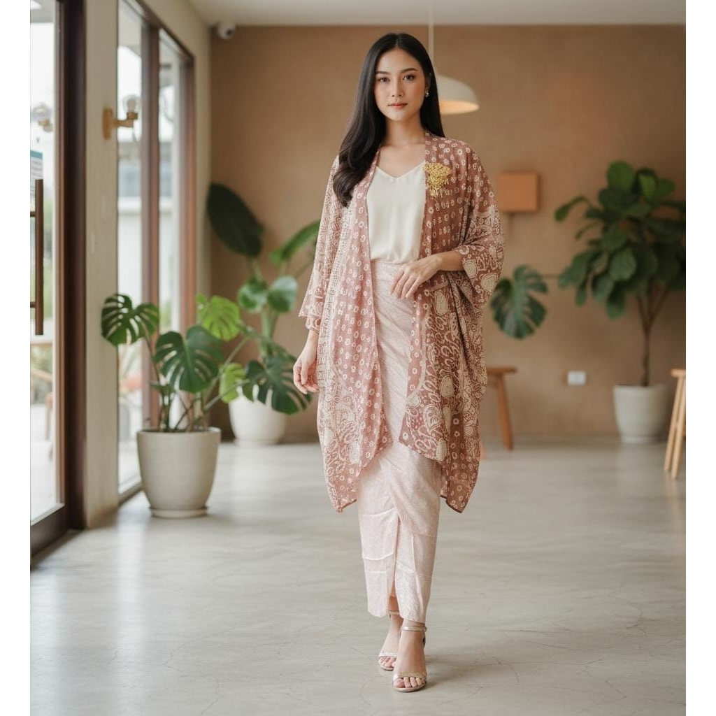 Setelan Outer Kalong Batik Viscose/Setelan Outer Dan Rok Lilit