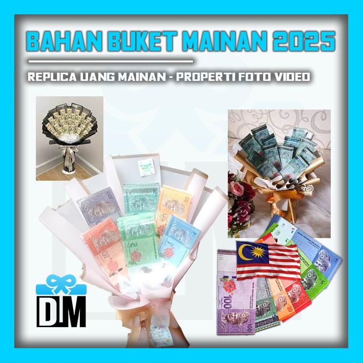 Replika uang mainan malaysia ringgit / ringgit / untuk hadiah buket bunga bouqette uang ringgit