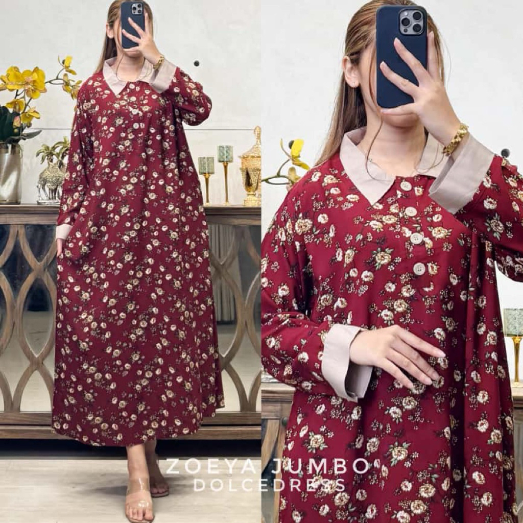ZOEYA JUMBO / DolceDress / Dress Jumbo Wanita / Dress Dolce / Dress Wanita Bahan Rayon / Dress Wanit